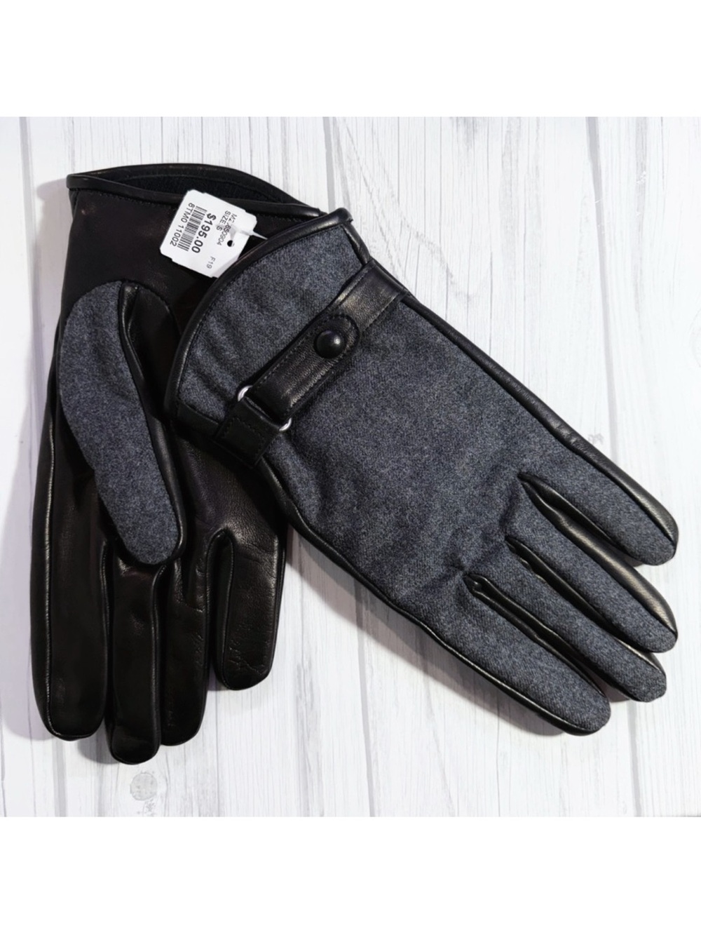 NWT Joseph Abboud Cashmere Grey and Black Leather Men’s Gloves $195